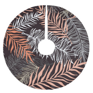 Doodle Palm: HandGezeichnet Blattmuster. Polyester Weihnachtsbaumdecke