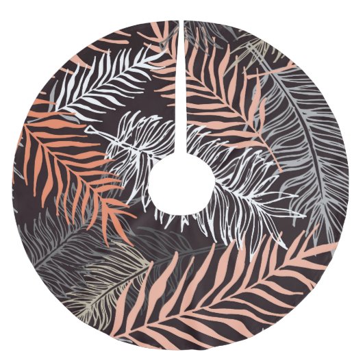 Doodle Palm: HandGezeichnet Blattmuster. Polyester Weihnachtsbaumdecke (Vorderseite)