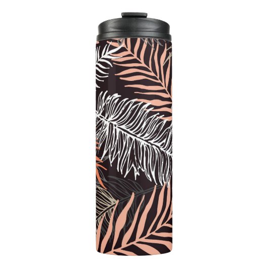 Doodle Palm: HandGezeichnet Blattmuster. Thermosbecher (Vorderseite)
