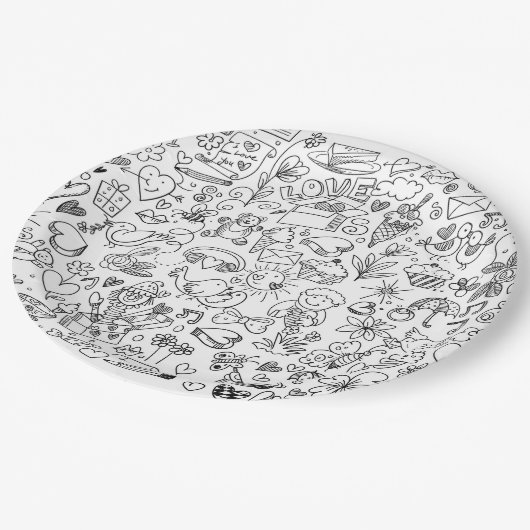 Doodle Paper Plate Pappteller (Schrägansicht)