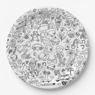 Doodle Paper Plate Pappteller