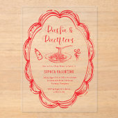 Doodle Pasta and Pacifiers Baby Shower  Acryleinladungen (Vorderseite)