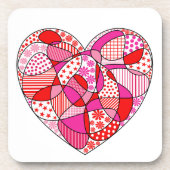Doodle Pattern Herzkork-Backed Untersetzer Set (Vorderseite)