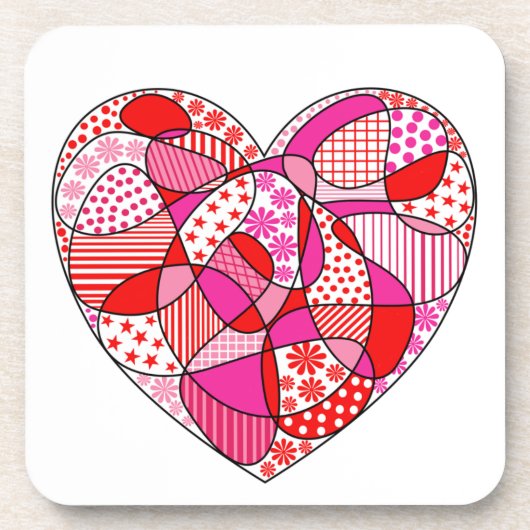 Doodle Pattern Herzkork-Backed Untersetzer Set (Vorderseite)