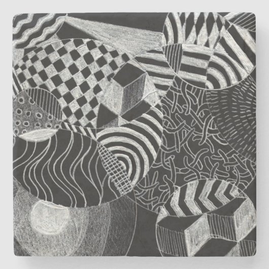 Doodle Pattern Steinuntersetzer (Vorderseite)