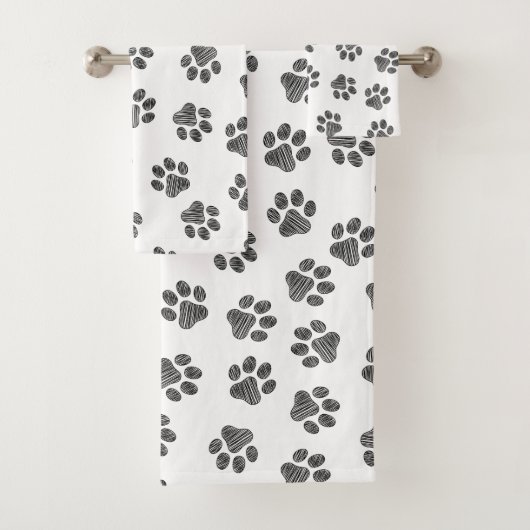Doodle Paws, Dog Paws, Black Paws Badhandtuch Set (Insitu)