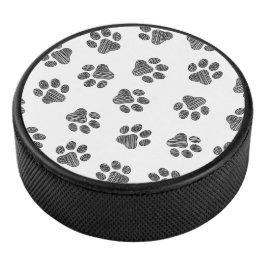 Doodle Paws, Dog Paws, Black Paws Eishockey Puck