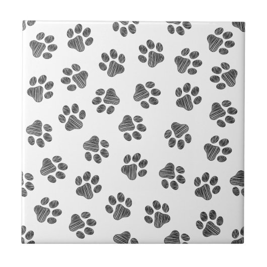 Doodle Paws, Dog Paws, Black Paws Fliese (Vorderseite)
