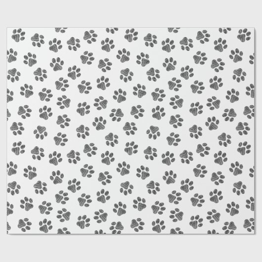 Doodle Paws, Dog Paws, Black Paws Geschenkpapier (Flach)