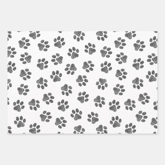 Doodle Paws, Dog Paws, Black Paws Geschenkpapier Set (Vorderseite 3)