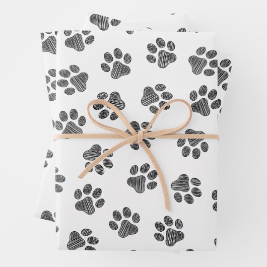 Doodle Paws, Dog Paws, Black Paws Geschenkpapier Set (Beispiel)