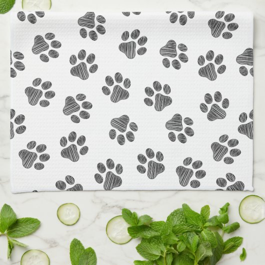 Doodle Paws, Dog Paws, Black Paws Geschirrtuch (Gefaltet)