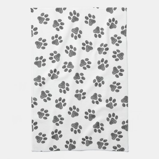 Doodle Paws, Dog Paws, Black Paws Geschirrtuch (Vertikal)