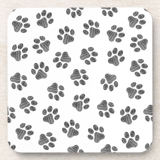 Doodle Paws, Dog Paws, Black Paws Getränkeuntersetzer (Vorderseite)