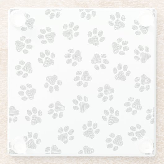 Doodle Paws, Dog Paws, Black Paws Glasuntersetzer (Rückseite)
