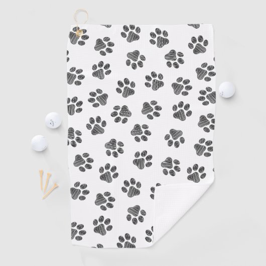 Doodle Paws, Dog Paws, Black Paws Golfhandtuch (Insitu)