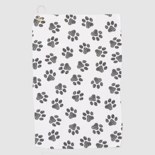 Doodle Paws, Dog Paws, Black Paws Golfhandtuch (Vorderseite)