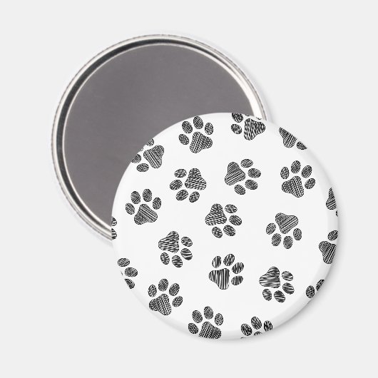 Doodle Paws, Dog Paws, Black Paws Magnet (Vorderseite/Rückseite)