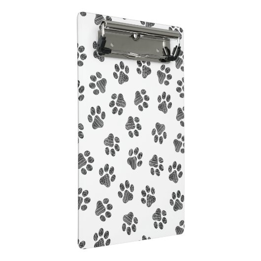Doodle Paws, Dog Paws, Black Paws Mini Klemmbrett (Schrägansicht)