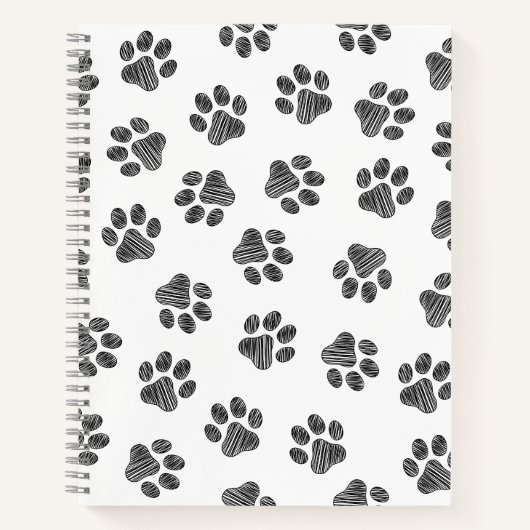 Doodle Paws, Dog Paws, Black Paws Notizblock (Vorderseite)