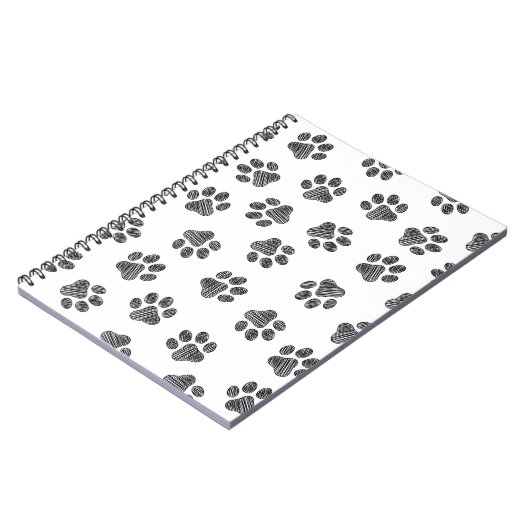 Doodle Paws, Dog Paws, Black Paws Notizblock (Linke Seite)