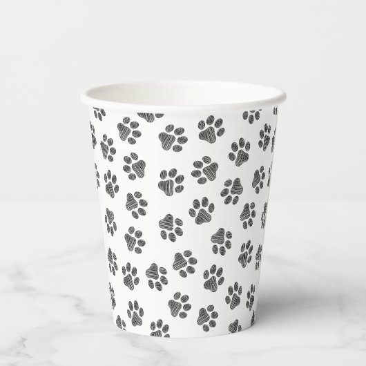 Doodle Paws, Dog Paws, Black Paws Pappbecher (Rückseite)