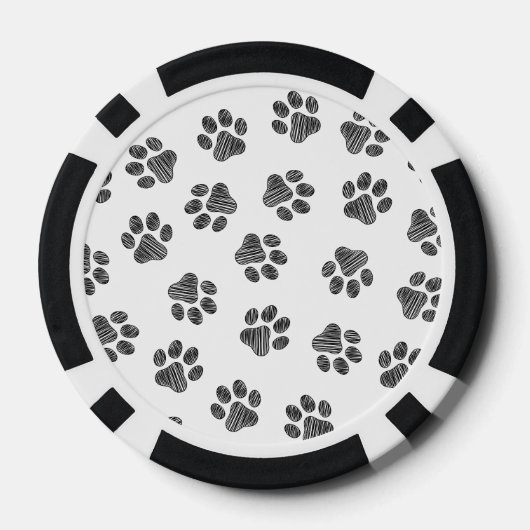 Doodle Paws, Dog Paws, Black Paws Pokerchips (Rückseite)
