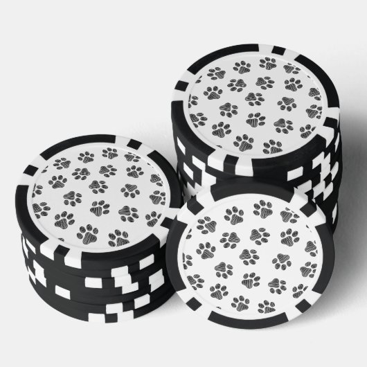 Doodle Paws, Dog Paws, Black Paws Pokerchips (Stapel)
