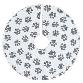 Doodle Paws, Dog Paws, Black Paws Polyester Weihnachtsbaumdecke