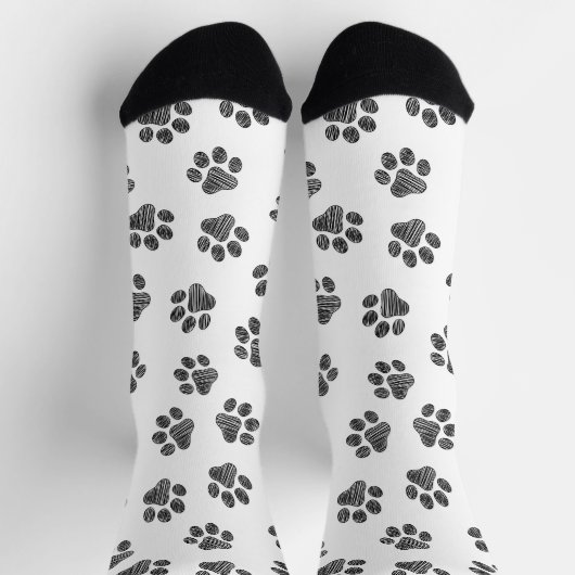 Doodle Paws, Dog Paws, Black Paws Socken (Oben)