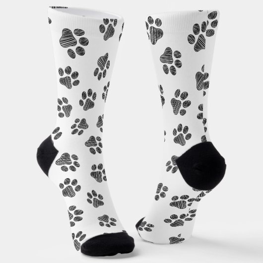 Doodle Paws, Dog Paws, Black Paws Socken (Gewinkelt)