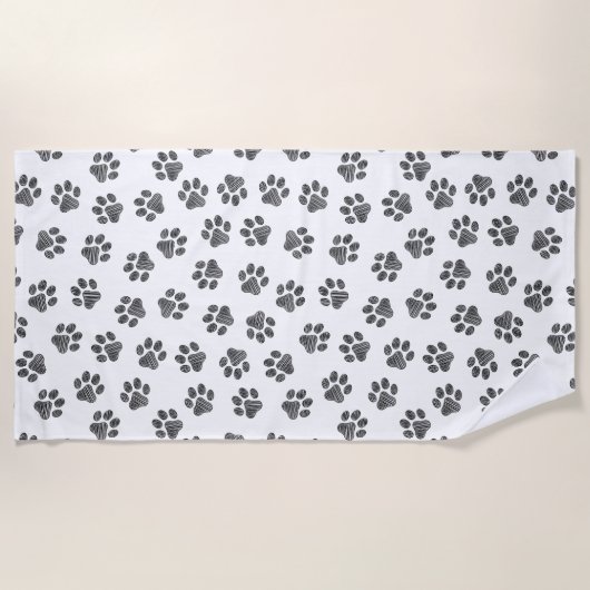 Doodle Paws, Dog Paws, Black Paws Strandtuch (Vorderseite)