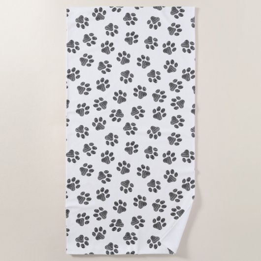 Doodle Paws, Dog Paws, Black Paws Strandtuch (Vorderseite)