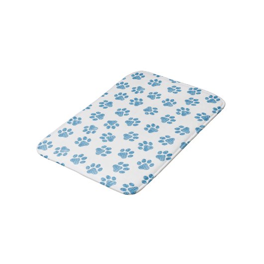 Doodle Paws, Dog Paws, Blue Paws Badematte (Schrägansicht)
