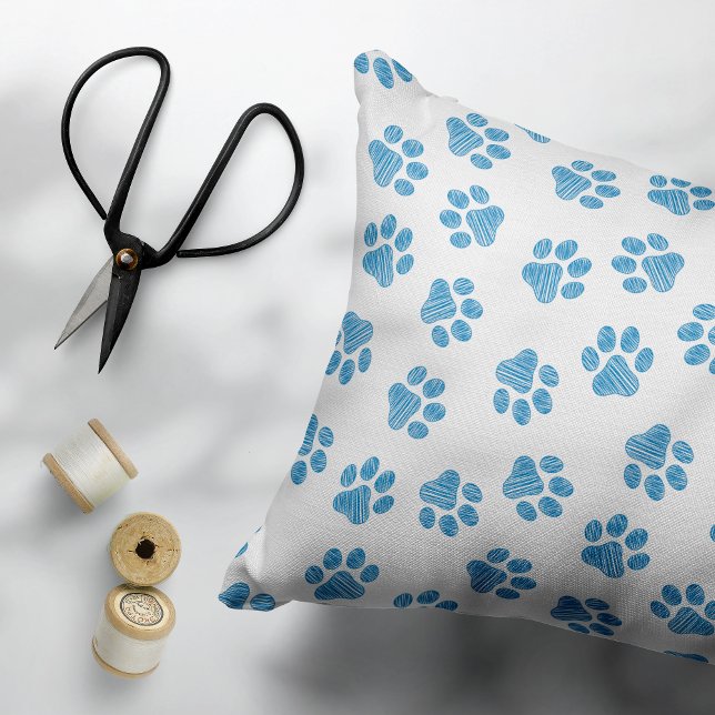 Doodle Paws, Dog Paws, Blue Paws Dekokissen (Von Creator hochgeladen)