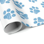 Doodle Paws, Dog Paws, Blue Paws Geschenkpapier (Rolleneckpunkt)