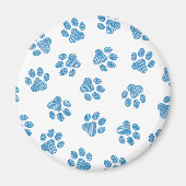 Doodle Paws, Dog Paws, Blue Paws Magnet (Vorne)