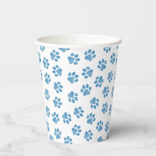 Doodle Paws, Dog Paws, Blue Paws Pappbecher (Rückseite)