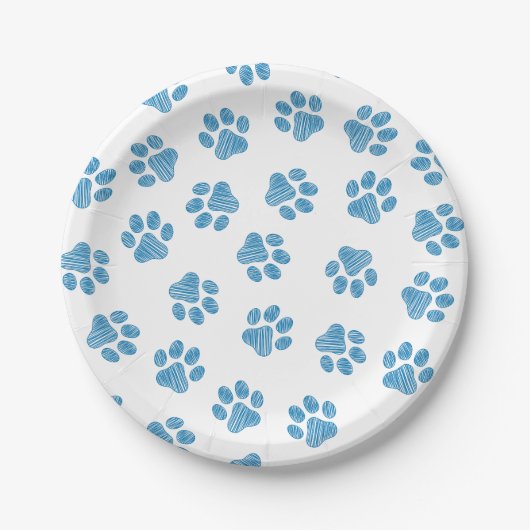 Doodle Paws, Dog Paws, Blue Paws Pappteller (Vorderseite)