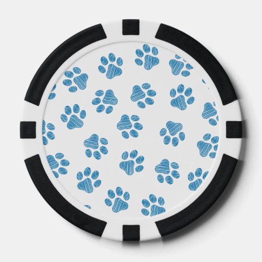 Doodle Paws, Dog Paws, Blue Paws Pokerchips (Vorderseite)