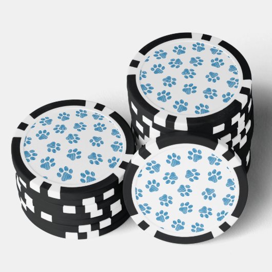 Doodle Paws, Dog Paws, Blue Paws Pokerchips (Stapel)