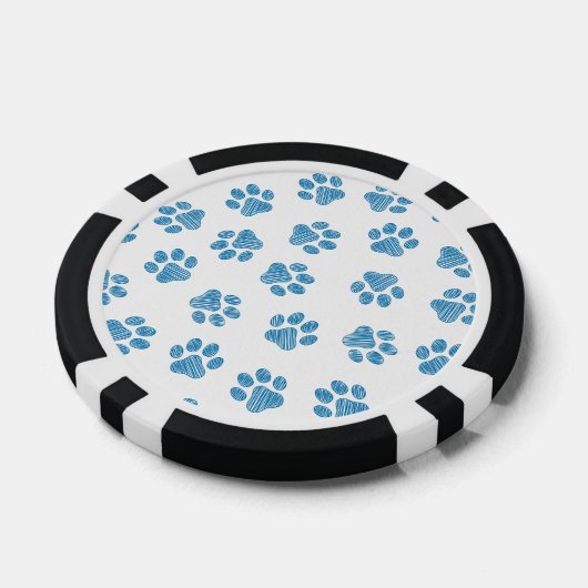 Doodle Paws, Dog Paws, Blue Paws Pokerchips (Einzeln)