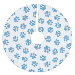 Doodle Paws, Dog Paws, Blue Paws Polyester Weihnachtsbaumdecke