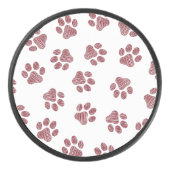 Doodle Paws, Dog Paws, Burgund Paws Eishockey Puck (Vorderseite)