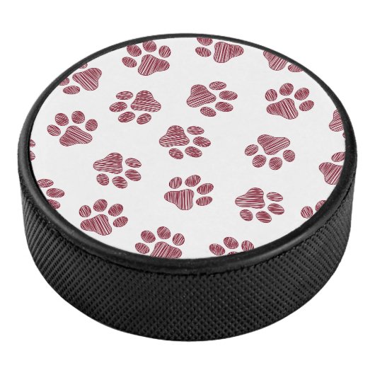 Doodle Paws, Dog Paws, Burgund Paws Eishockey Puck (3/4)