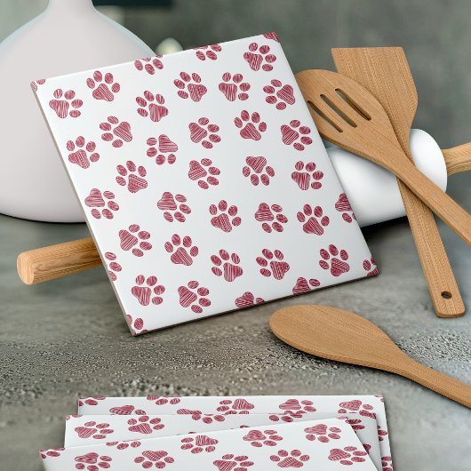 Doodle Paws, Dog Paws, Burgund Paws Fliese