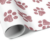 Doodle Paws, Dog Paws, Burgund Paws Geschenkpapier (Rolleneckpunkt)