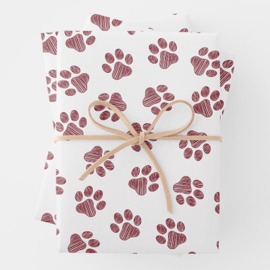 Doodle Paws, Dog Paws, Burgund Paws Geschenkpapier Set (Beispiel)