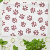 Doodle Paws, Dog Paws, Burgund Paws Geschirrtuch (Gefaltet)