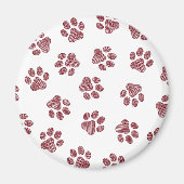 Doodle Paws, Dog Paws, Burgund Paws Magnet (Vorne)